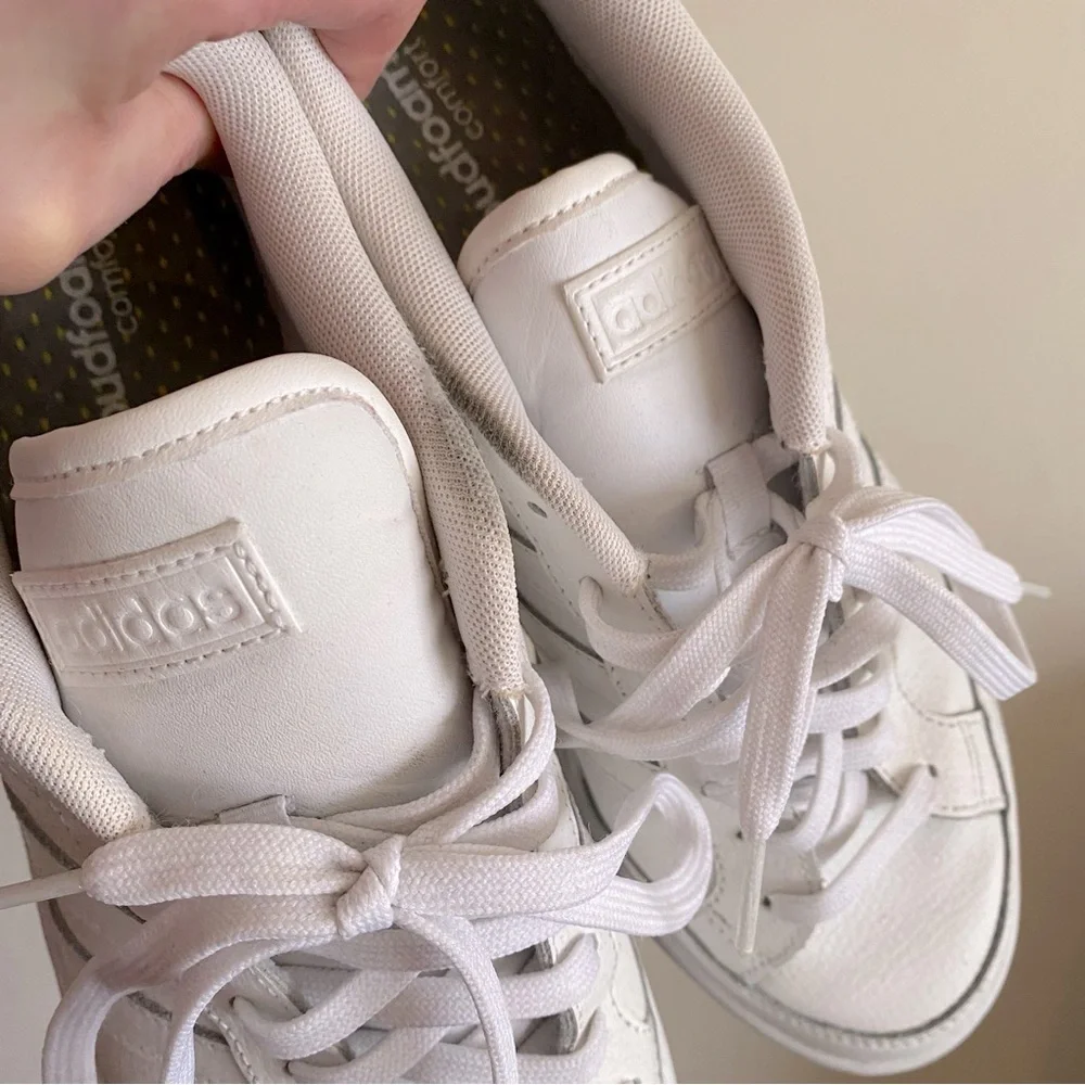 Adidas White and Yellow Cloudfoam Comfort Sneakers